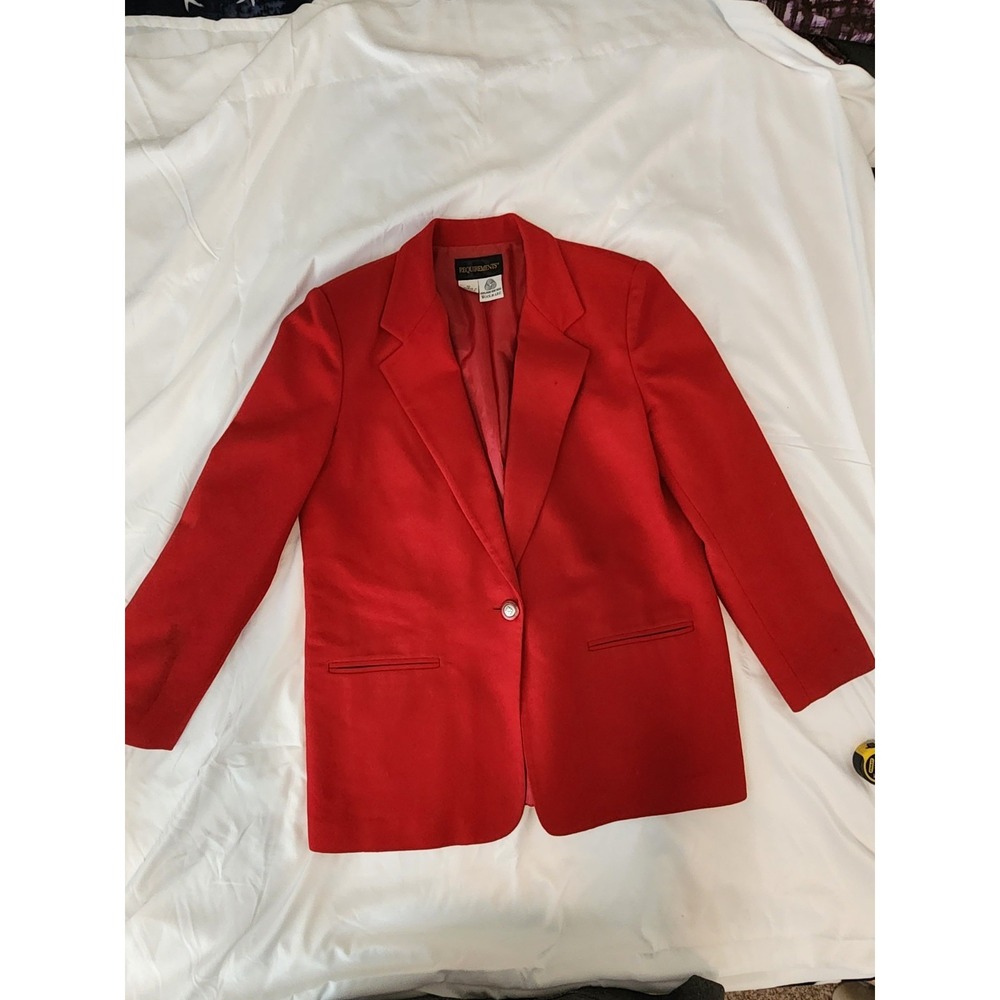 Vtg Requirements 100% Wool Woolmark Red Blazer Jacket‎ Size 10